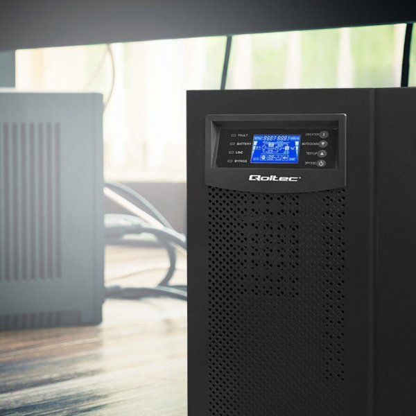 Qoltec Zasilacz awaryjny UPS, on-line, czysta fala sinusoidalna, 10kVA, 8kW, LCD USB