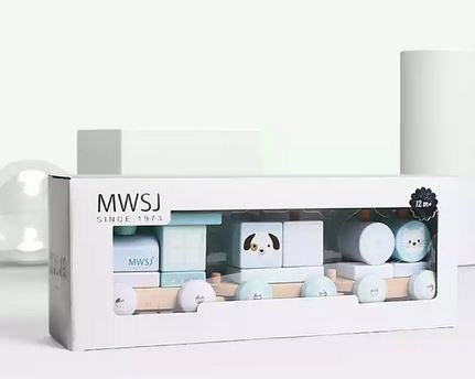 iWood Klocki drewniane pociąg zwierzątka Pastel