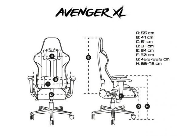 Fury Fotel dla graczy Avenger XL Czarno-biały