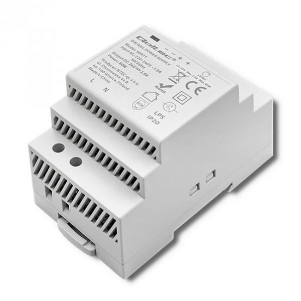 Qoltec Zasilacz na szynę DIN 60W | 24V | 2.5A | Szary