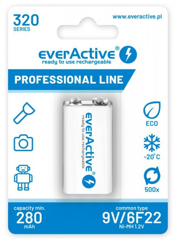 everActive Akumulator 6F22/9V Ni-MH 320 mAh 1 szt. ready to use