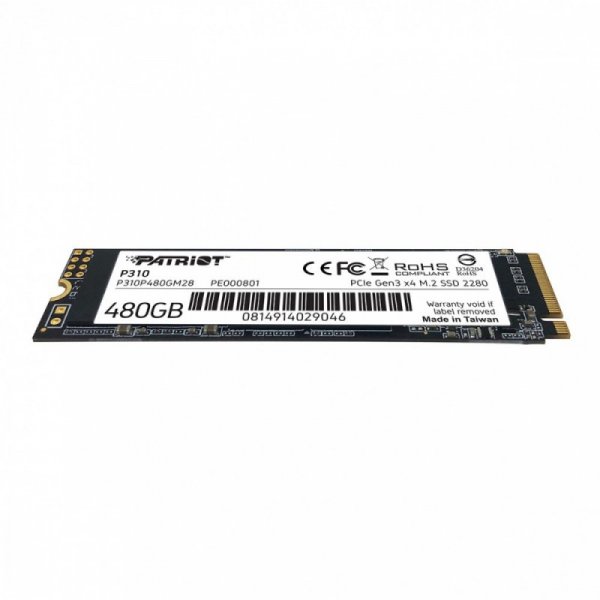 Patriot Dysk SSD P310 480GB M.2 2280 1700/1500 PCIe NVMe Gen3 x 4
