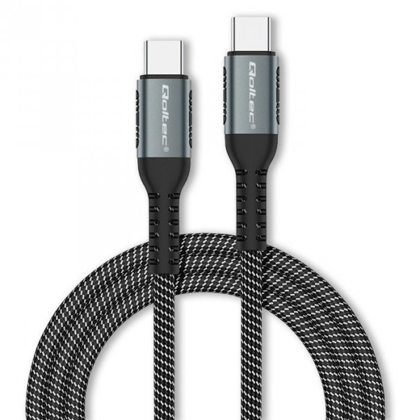 Qoltec Kabel USB 2.0 typ C | USB 2.0 typ C 100W | QC 3.0| PD | 1.5m |   Czarny