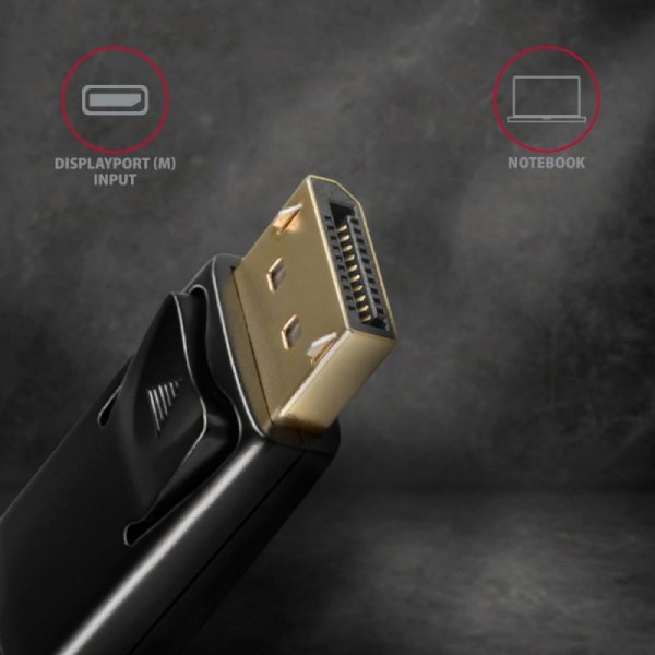 AXAGON RVD-HI14C2 Adapter aktywny DisplayPort -&gt; HDMI 1.4, 4K/30Hz, kabel 1,8m