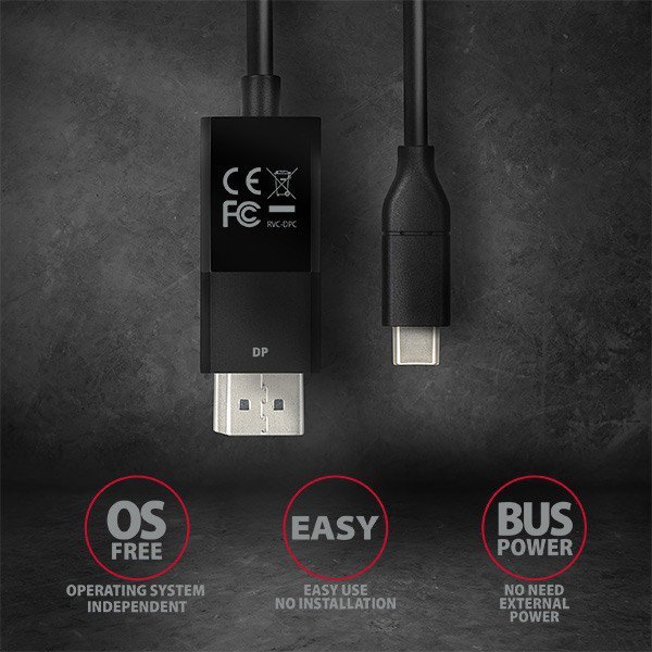 AXAGON RVC-DPC Konwerter/kabel USB-C -&gt; DisplayPort 1,8m, 4K/60HZ