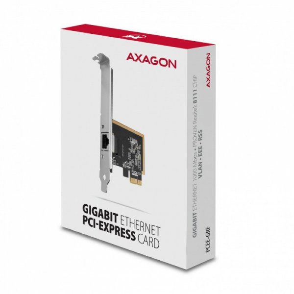 AXAGON PCEE-GRF Karta sieciowa PCIe 1x Gigabit Ethernet port RJ-45 Realtek SP & LP