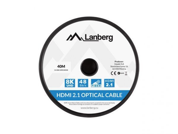 Lanberg Kabel HDMI M/M v2.1 40M 8K czarny optyczny AOC
