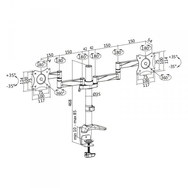 LogiLink Uchwyt do monitora, 2x 13-27 cali, max. 16kg