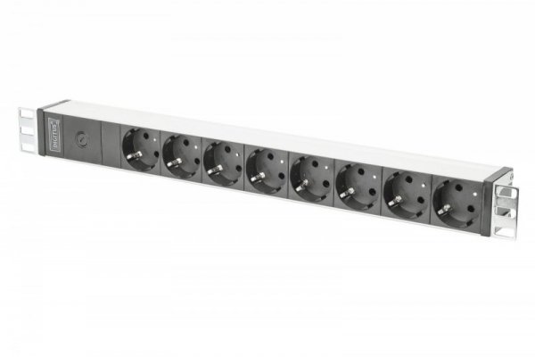 Digitus Listwa zasilająca PDU 19&quot; Rack, 8x gniazdo schuko, 2.0m, 1x wtyk C14, 10A Aluminiowa