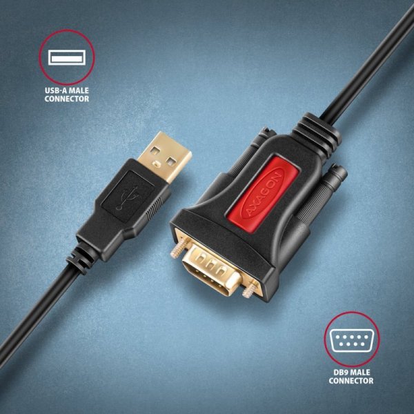 AXAGON ADS-1PSN Adapter USB 2.0 &gt; RS-232 Port szeregowy, 1.5m kabel, chip Prolific