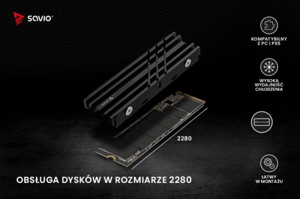 Savio Chłodzenie do dysków M.2 NVMe 2280, AK-60