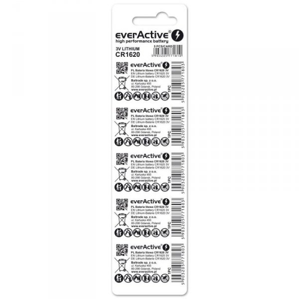 everActive Baterie litowe mini CR1620 blister 5 sztuk