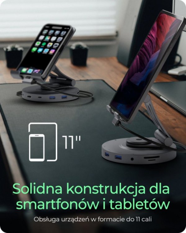 IcyBox Uchwyt na tableta/smartfona z wbudowaną stacją dokujacą IB-TH100-DK