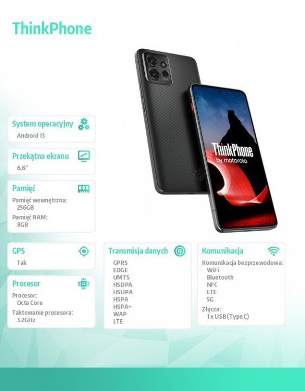 Motorola Smartfon ThinkPhone 8/256 GB e-sim czarny