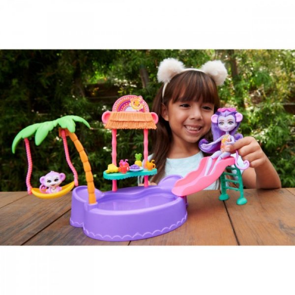 Mattel Zestaw Enchantimals Tropikalny basen + lalka Małpka