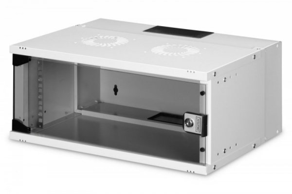 Digitus Szafa sieciowa wisząca 19&quot; 4U, SOHO PRO 240 x 540 x 400 mm, nośność 60kg, drzwi szyba, niezłożona, Szara