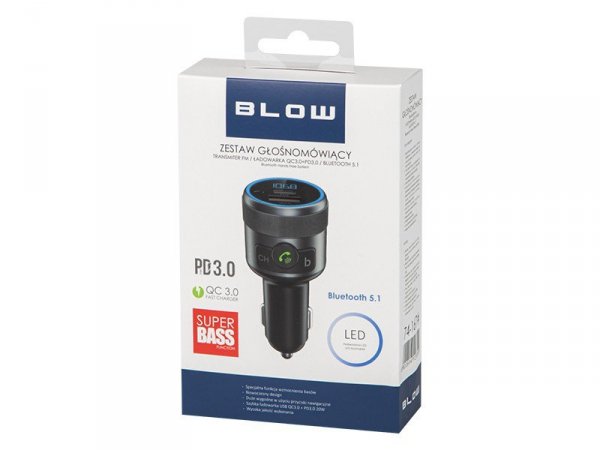 BLOW Transmiter FM Bluetooth5.1 + QC3.0 + PD 24W