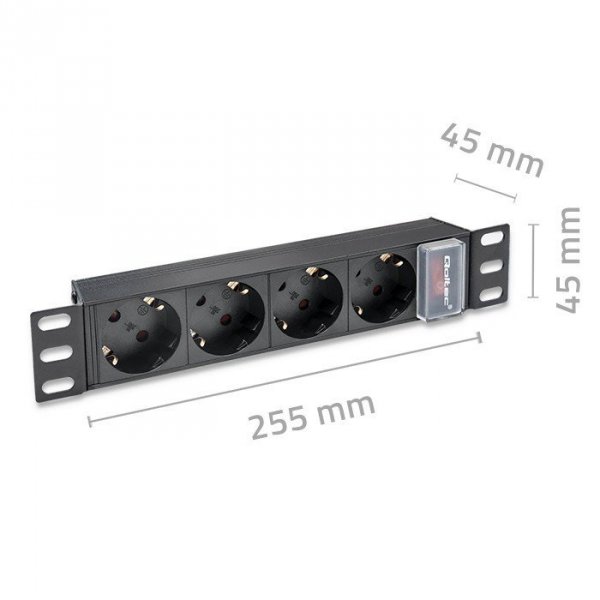 Qoltec Listwa zasilająca PDU do RACK 10&quot; | 1U | 16A | 4xSchuko | 1.8m