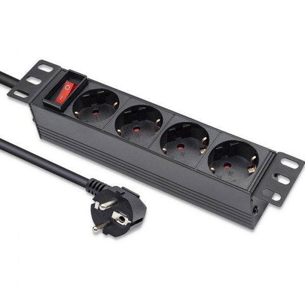Qoltec Listwa zasilająca PDU do RACK 10&quot; | 1U | 16A | 4xSchuko | 1.8m