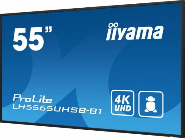 IIYAMA Monitor 55 cali LH5565UHSB-B1, 24/7, IPS, ANDROID 11, 4K, 800cd, iiSignage2, SDM, 2x HDMI, DP, 2x USB,2x 10W, RJ45, WiFi,
