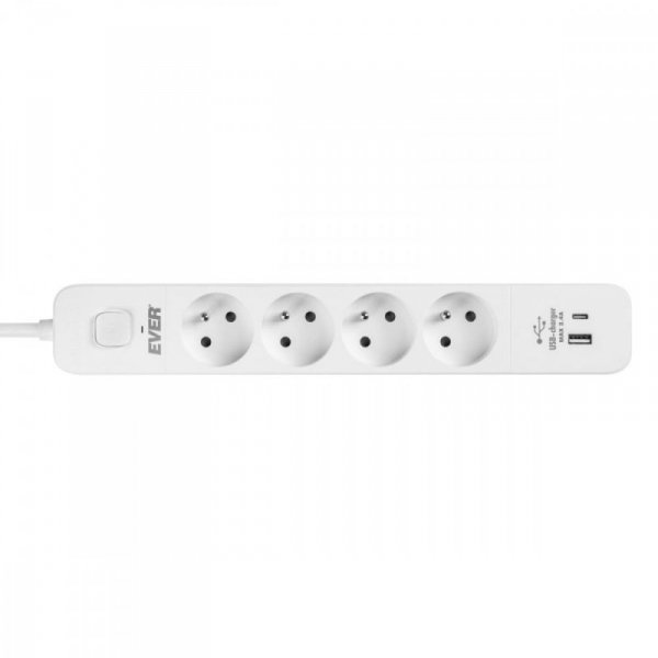 EVER Listwa antyprzepięciowa PROTECT 4PL 1A1C USB T/LZ12-PRO015/1000