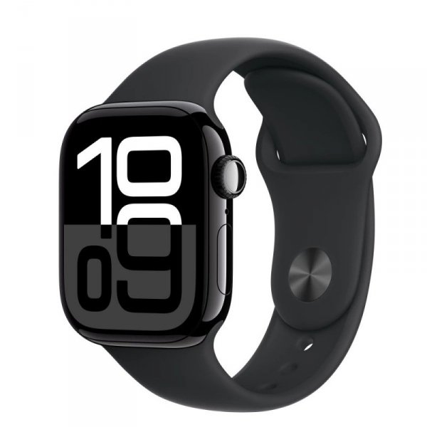 Apple Watch Series 10 GPS + Cellular, koperta 42 mm z aluminium w kolorze onyksu z paskiem sportowym w kolorze czarnym - rozmiar