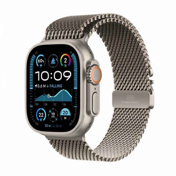 Apple Watch Ultra 2 GPS + Cellular, koperta 49 mm z tytanu w kolorze naturalnym z bransoletą mediolańską  L z tytanu w kolorze n