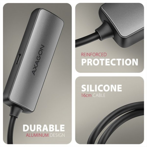 AXAGON RVC-HI8KPD Adapter aktywny USB-C -&gt; HDMI 8K/60Hz, Aluminum, PD100W, 16cm kabel