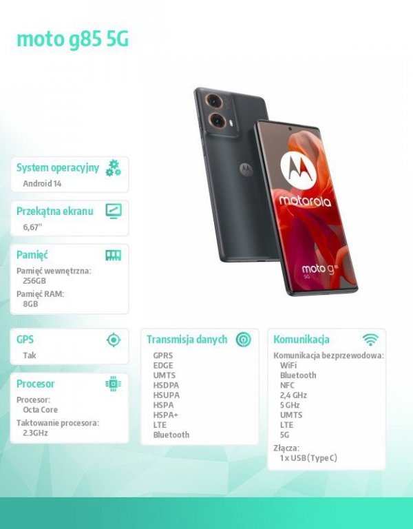 Motorola Smartfon moto g85 5G 8/256GB B2B Gadet grey