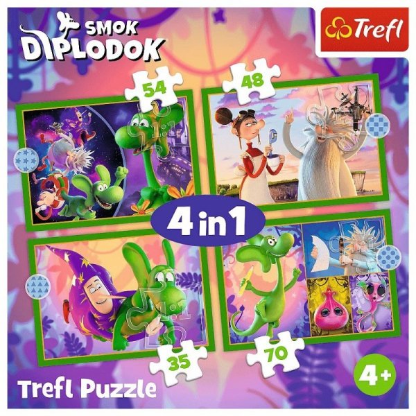 Trefl Puzzle 4w1 Świat Smoka Diplodoka