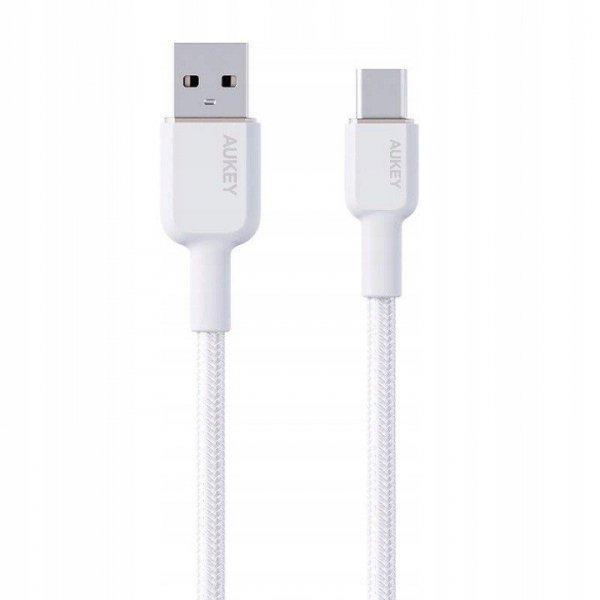 AUKEY CB-NAC1 White nylonowy kabel USB C - USB A | 1m | 3A | 60W PD | 20V
