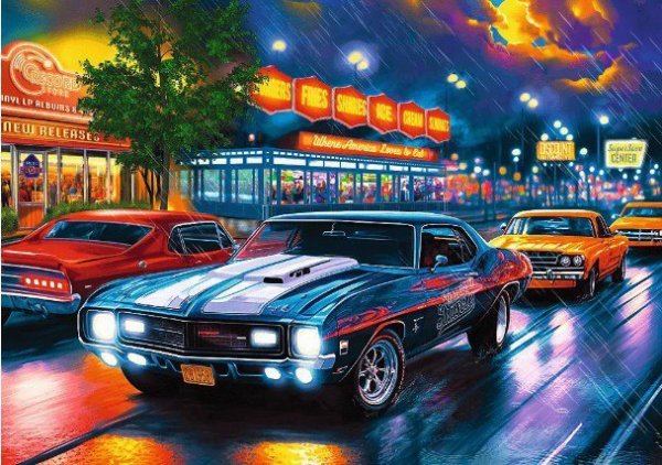 Trefl Puzzle 1000 elementów Nocna przejażdżka samochody