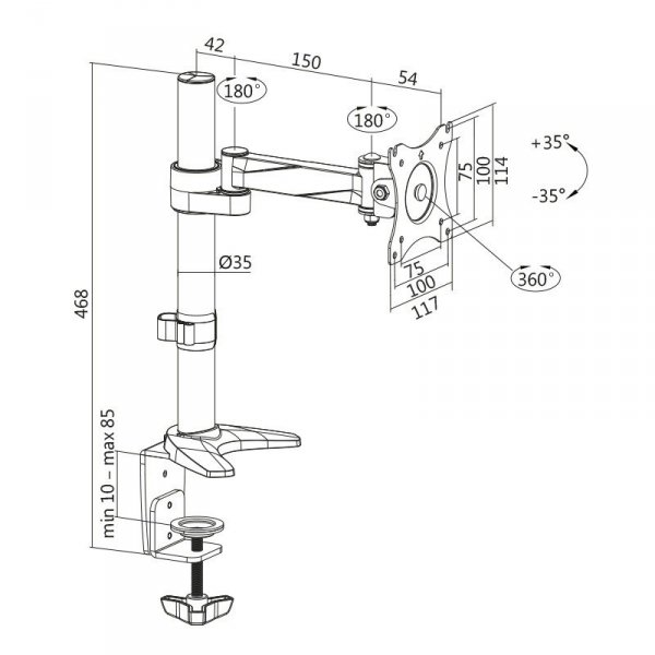 LogiLink Uchwyt na monitor 13-27 cali, aluminium