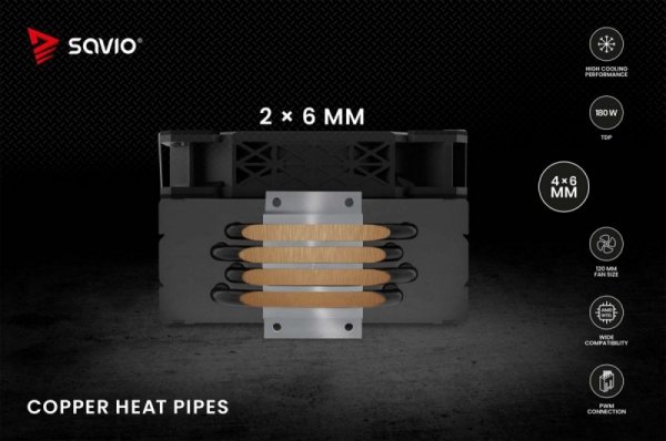 Savio Chłodzenie procesora CPU Vortex X2 Black