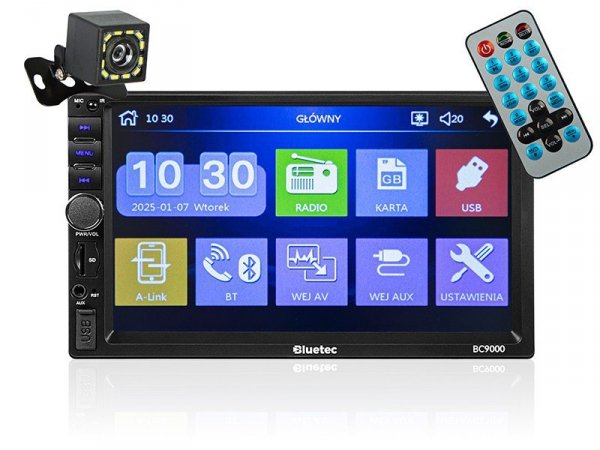 BLOW Radio samochodowe BC9000 2DIN 7 cali RDS USB microSD 4x50W kamera cofania