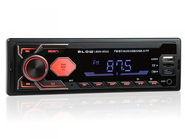 BLOW Radio samochodowe AVH-8960 1DIN RDS MP3/USB/micro SD/BLUETOOTH + USB-C