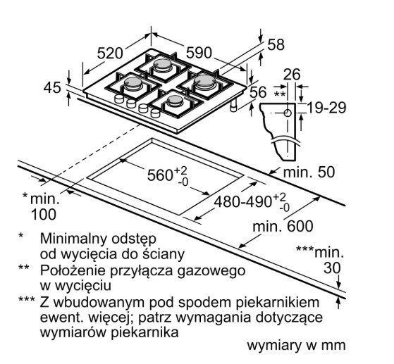Bosch Płyta gazowa szklana PPP6A2I40