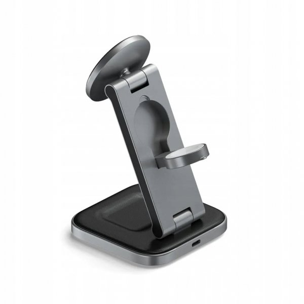 Satechi 3-in-1 Foldable Charging Stand - składana podstawka ładująca Qi2 do trzech urządzeń (US,CAN,EU,UK) (space gray)