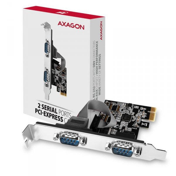 Kontroler port&amp;oacute;w PCI-Express Axagon 2x port szeregowy RS232
