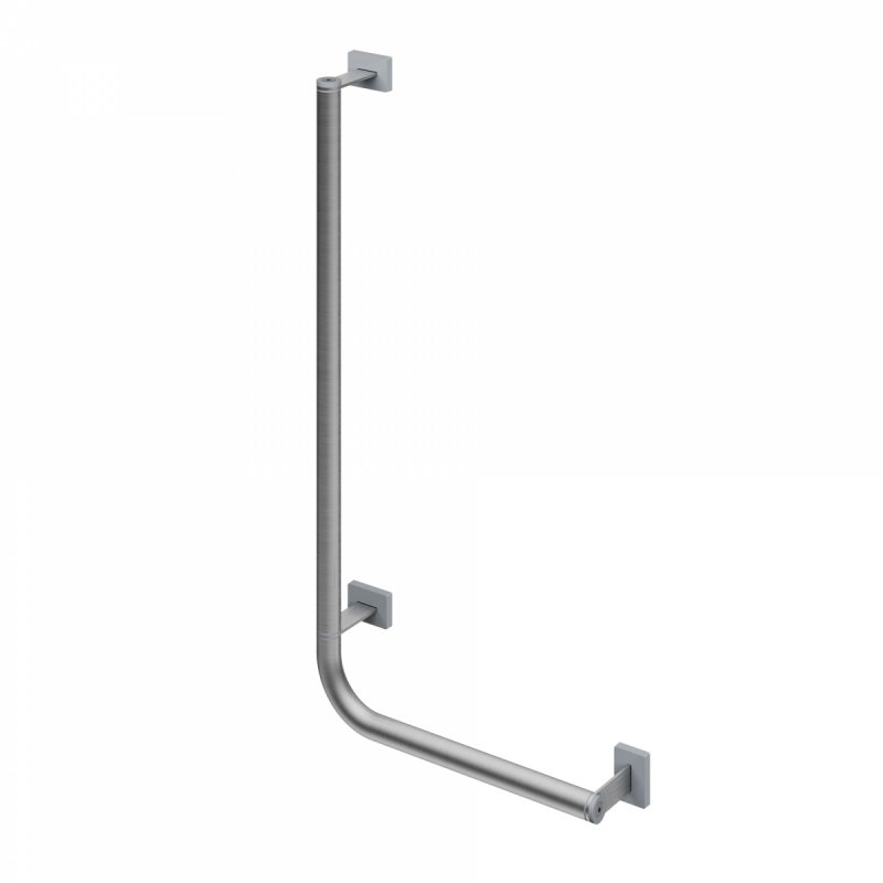 Winkelgriff für barrierefreies Bad 100/40 cm rechts montierbar aus rostfreiem Edelstahl ⌀ 32 mm MODULAR