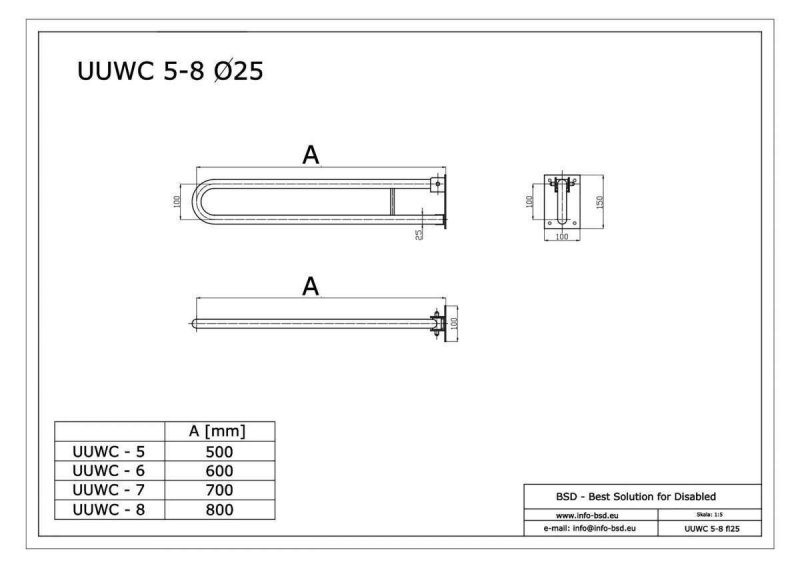 Klappgriff am WC oder Waschbecken für barrierefreies Bad weiß 50 cm ⌀ 25 mm