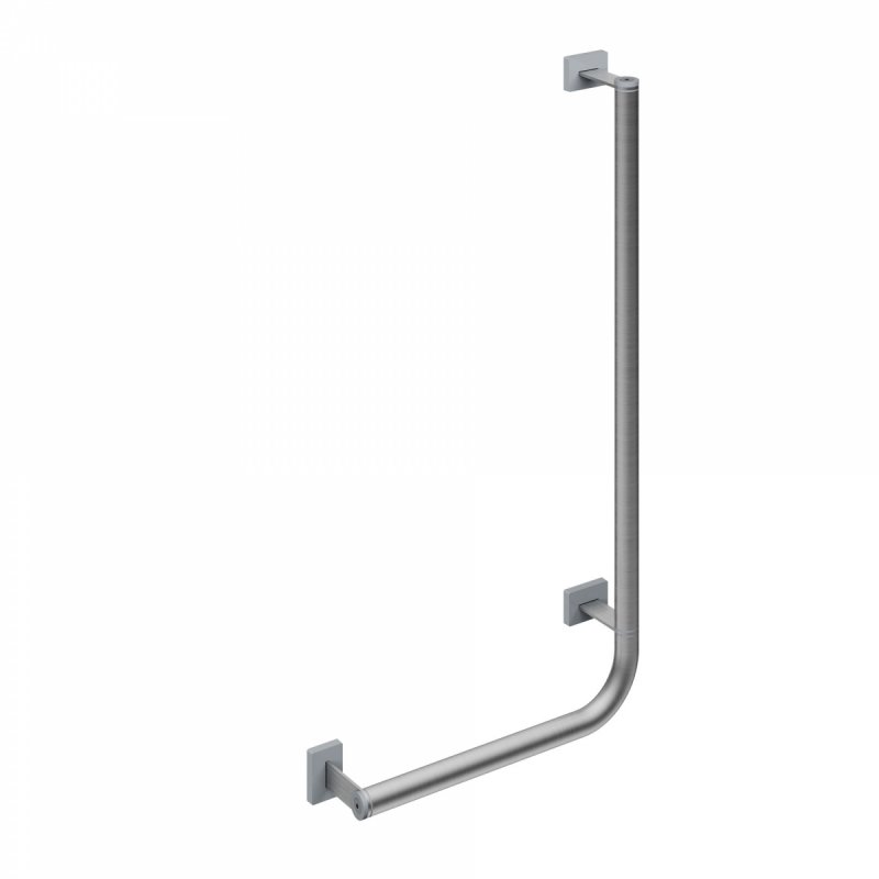 Winkelgriff für barrierefreies Bad 80/40 cm links / rechts montierbar aus rostfreiem Edelstahl ⌀ 32 mm MODULAR