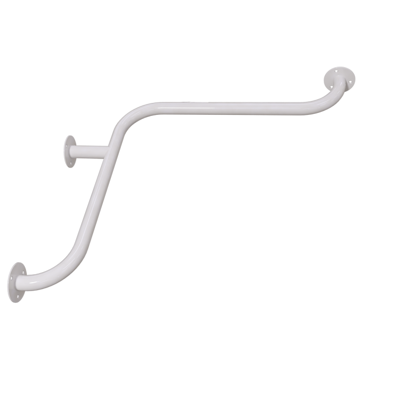 Duschhandlauf Winkelgriff für barrierefreies Bad 50/50 cm weiß ⌀ 32 mm