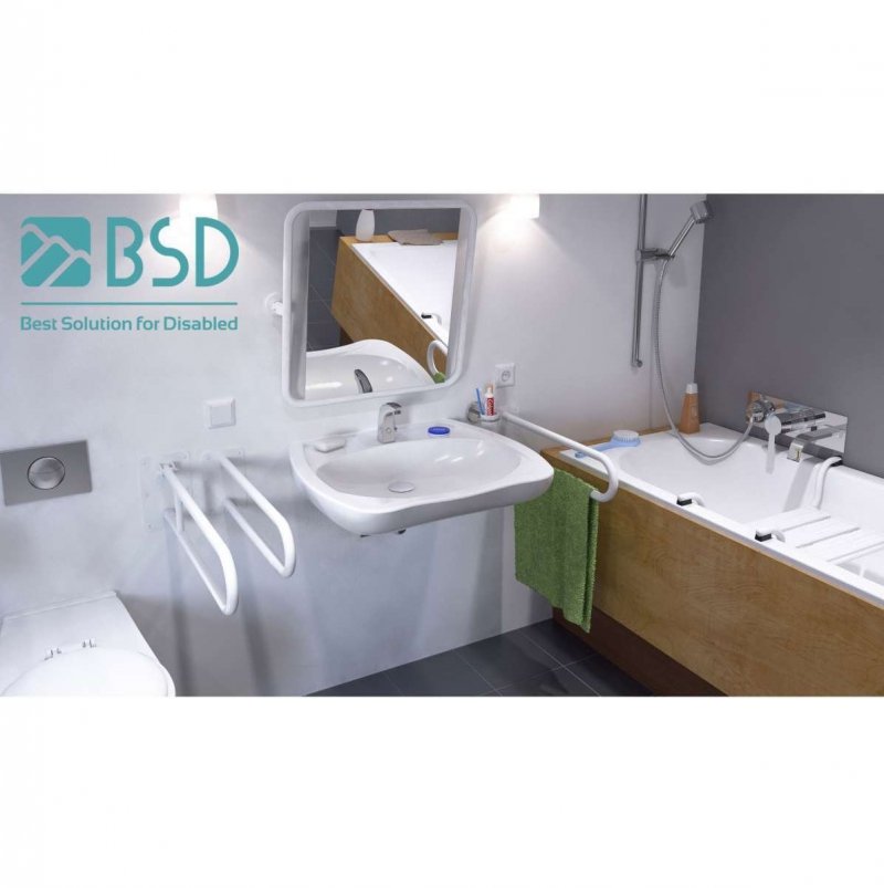 Stützgriff am WC für barrierefreies Bad weiß 70 cm ⌀ 25 mm
