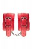 Anonymo handcuffs, PU leather, red, 27 cm