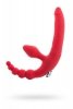 Black & Red, Beltless strapon with vibro-bullet, moisture-resistant, silicone, red 35 cm