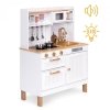 Kuchnia dla dzieci z dźwiękami i LED drewniana duża otwierane szafki 7 akcesoriów ECOTOYS