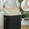 Bambusowy kosz na pranie bieliznę z pokrywą 150 l Massido