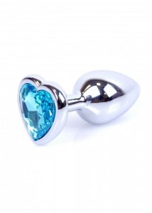 Plug-Jewellery Silver  Heart PLUG- Light Blue