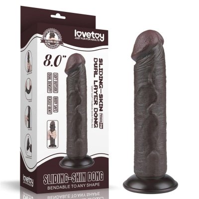 8&#039;&#039; Sliding Skin Dual Layer Dong Black